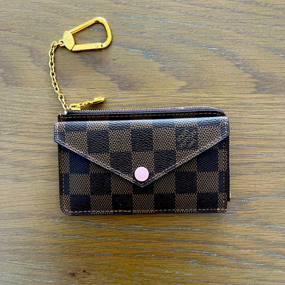 Louis Vuitton authentic Damier Ebene Recto Verso Card Holder Rose Ballerine
